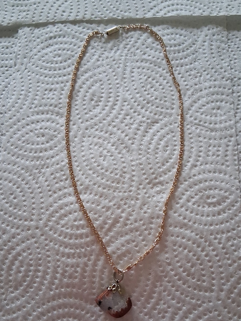 Gold-Tone Women's Necklace with Brown and Cream Pendant Sell As It Is